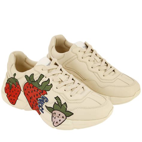 strawberry sneakers gucci|Gucci rhyton lace up sneakers.